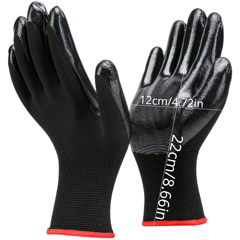 1pair Thickened Rubber Dipped Anti-slip Construction Work Gloves