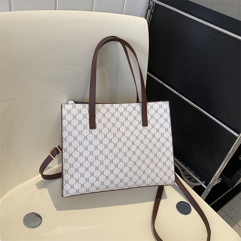 Geometric Pattern Shoulder Tote Bag with Square Bag, Best Work Bag for Women