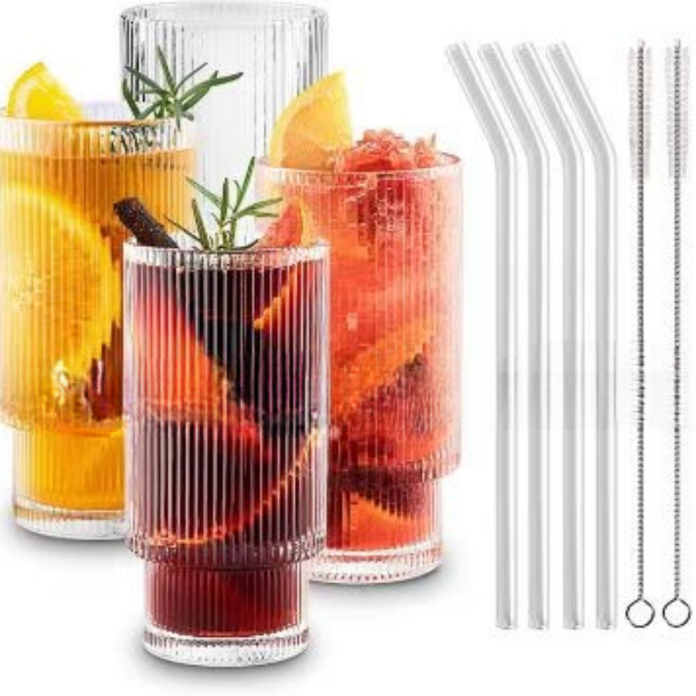 Ribbed Glass Cup - Temu