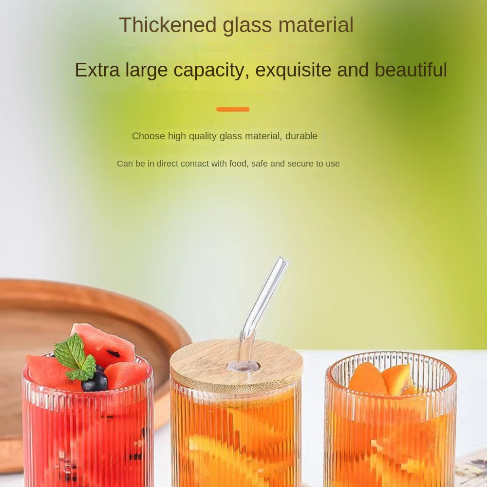 Ribbed Glass Cups With Straws Origami Style Drinking Glasses - Temu