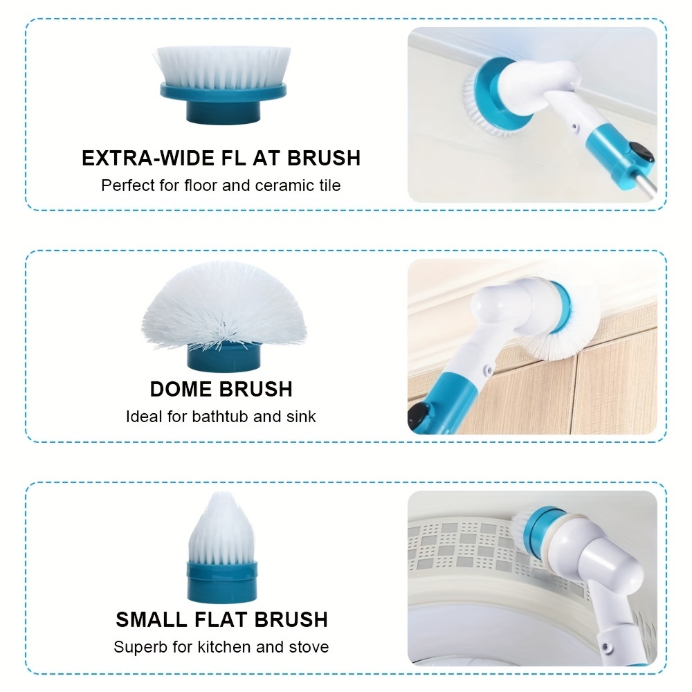 Electric Spin Scrubber with Long Handle Cordless Cleaning Brush Automatic Auto Tile Grout Bath Multifunctional Turbo Spin Scrub, US