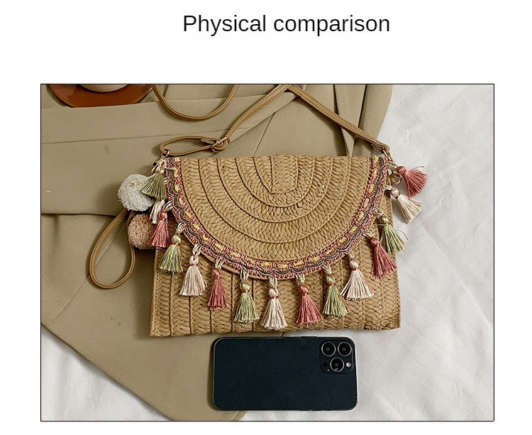 Women Vintage Boho Handbag Leather Gold Chain Crossbody Purse