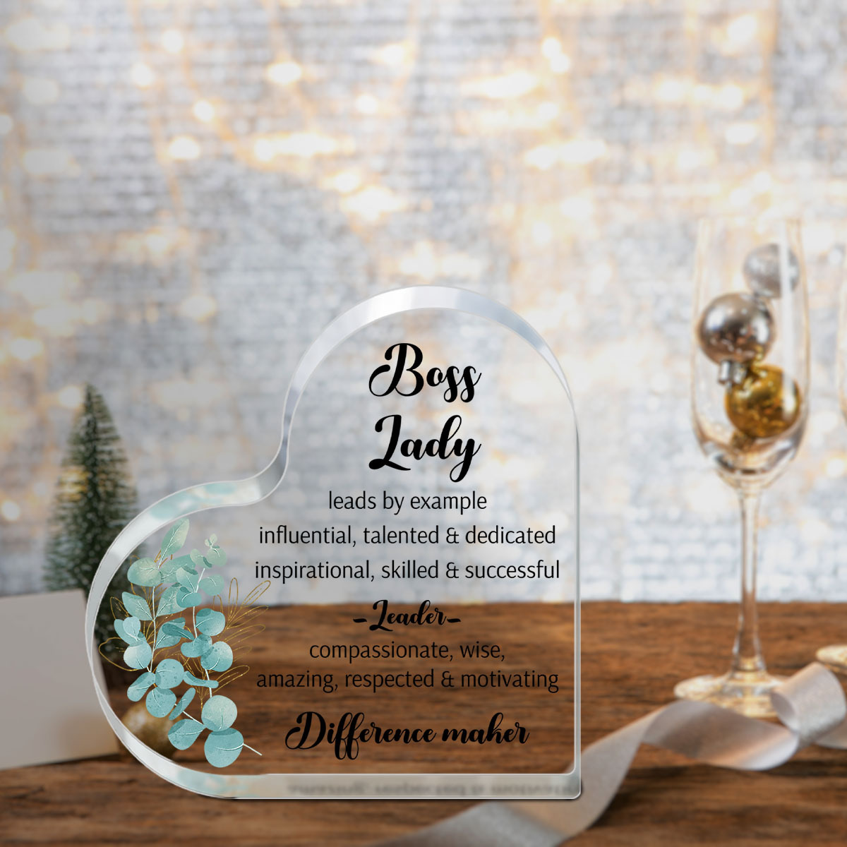 Boss Lady Gifts for Women with Wood Base 4.7 x 4.7'' Acrylic Boss Office  Desk Decor Promotion Gifts Best Boss Birthday Gifts Appreciation Gifts for