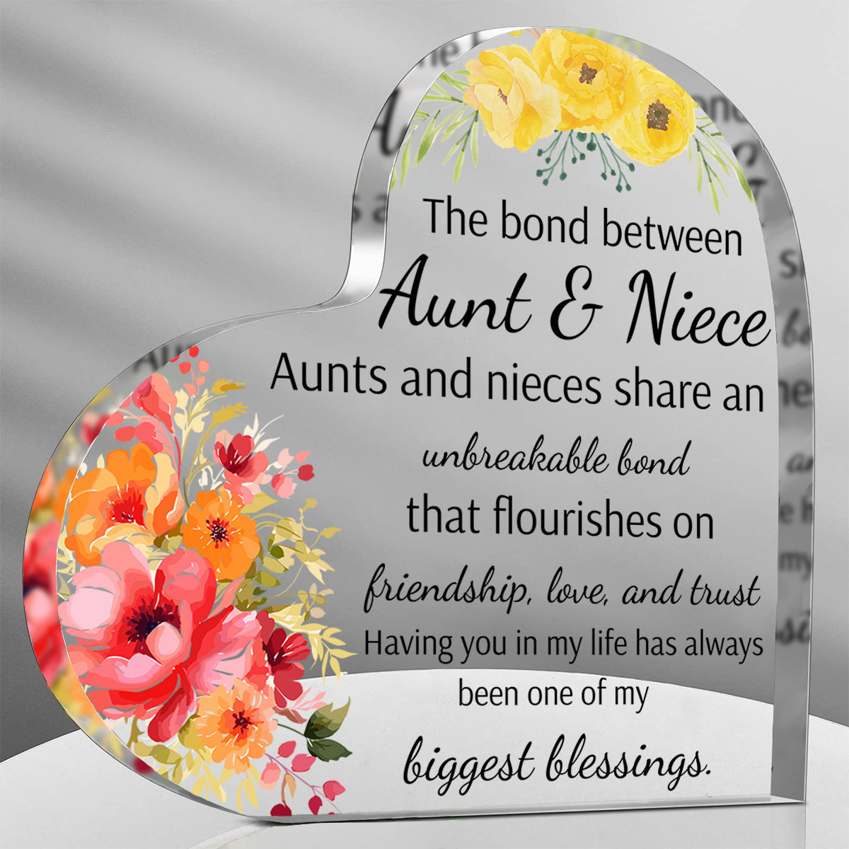 

1pc, Aunt Gift From Niece Nephew Aunt Birthday Gifts Acrylic Heart Keepsake Sign Paperweight Idea Mothers Day Gifts For Aunt Auntie, Best Halloween, Thanksgiving, Christmas Gifts (lovely)