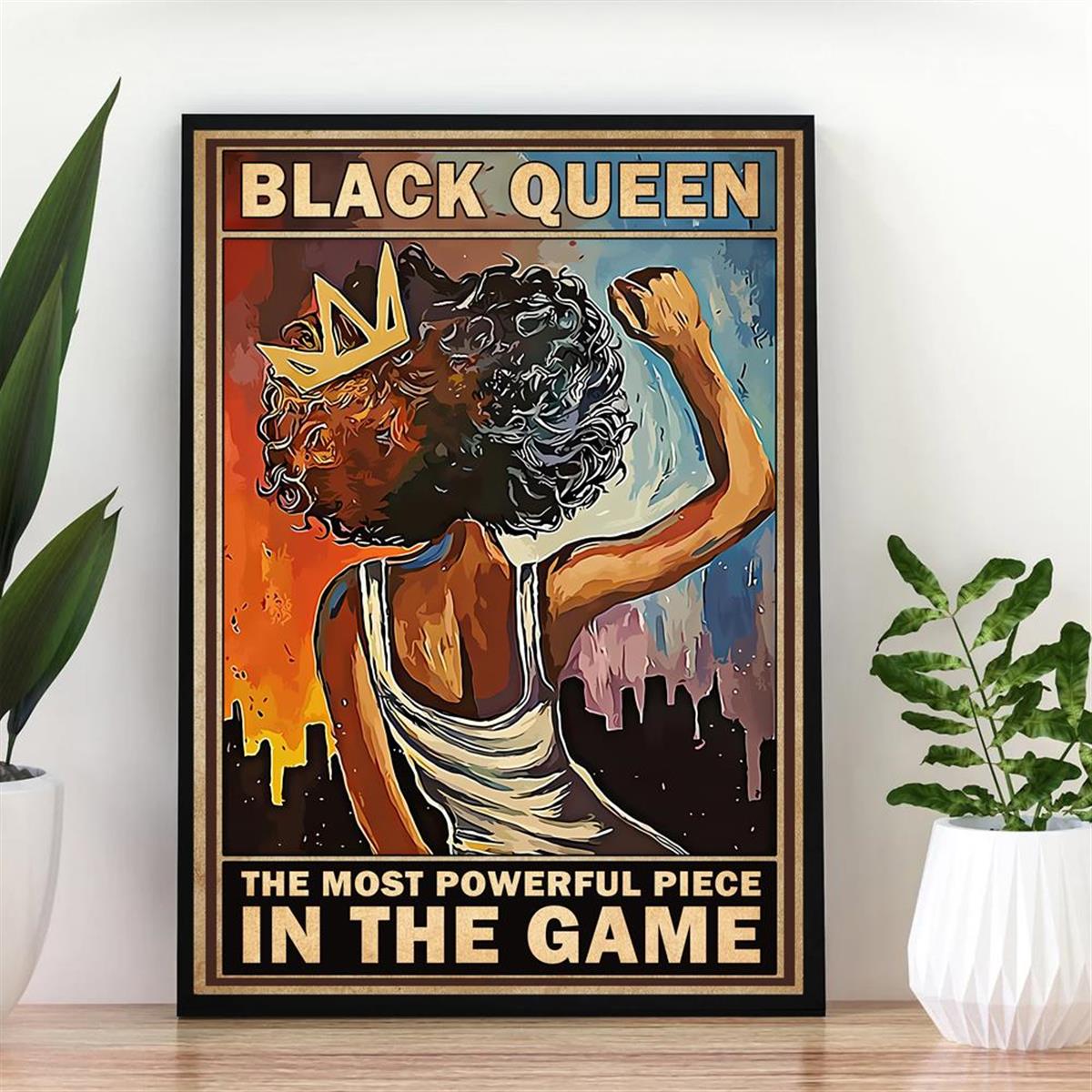 2pcs Black King And Black Queen Inspirational Phrase Poster Set