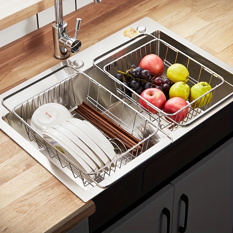 Kitchen Sink Drain Basket With Hanging Rod Tableware Drain - Temu