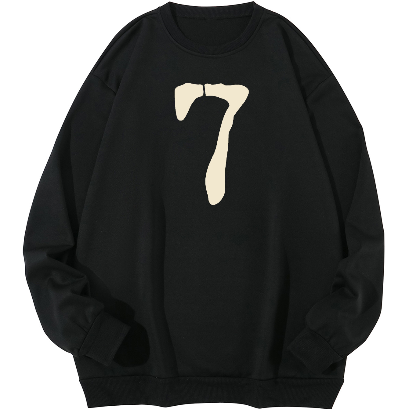 

Plus Size Men's #7 Print Sweatshirt For Autumn/winter, Men's Clothing