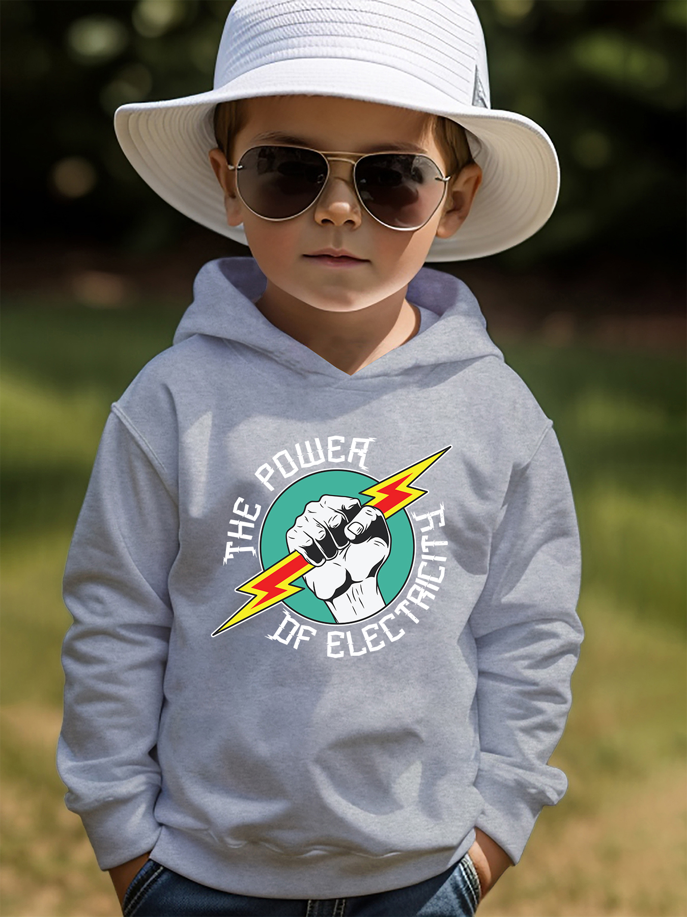 Electricity Print Kid's Hoodie Causal Pullover Hooded Long - Temu