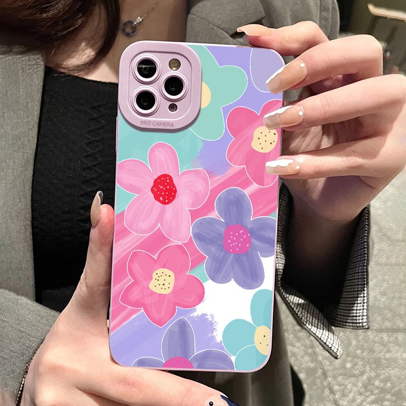 

Colorful Flower Graphic Pattern Silicon Phone Case For Iphone 15, 14, 13, 12, 11 Pro Max, Xs Max, X, Xr, 8, 7, 6, 6s Mini, Plus, 2022 Se, Gift For Birthday, Girlfriend, Boyfriend, Friend Or Yourself