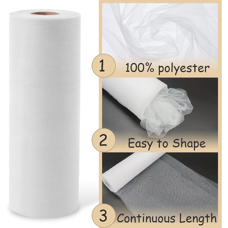 Tulle Fabric Rolls 6 Inch by 100 Yards (300 ft) White Tulle Ribbon Netting  Spool for Tutu Skirt Wedding Baby Shower Birthday Party Decoration Gift  Wrapping DIY Crafts