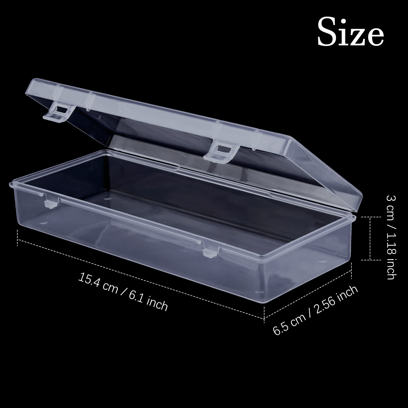 1pc Small Flat Clear Storage Box, Plastic Storage Box With Hinge Cover,  Portable Pencil Box, Rectangular Transparent Organizer, Multipurpose  Storage C