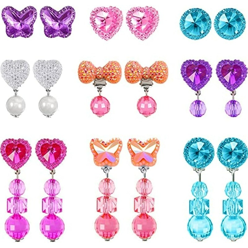 HaiMay 20 Pairs Girl Clip on Earrings for Kids Clips Earrings Princess Toy  Earring Play Earrings Little Girl Jewelry for Party Favor, All Packed in