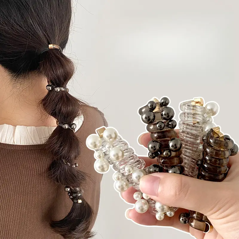 Nail Beads Straight Strip Phone Line Hair Ring High Ponytail - Temu Portugal