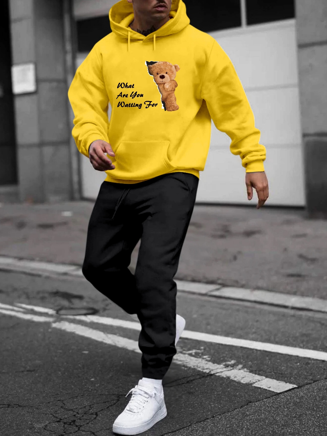 Men's Yellow Hoodie Sweater - Fall Sweatshirts