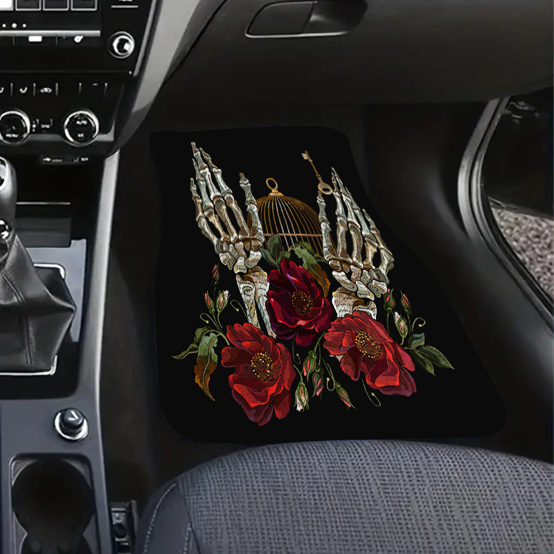 Gothic Skull Skeleton Printed Car Floor Mats Water absorbent - Temu