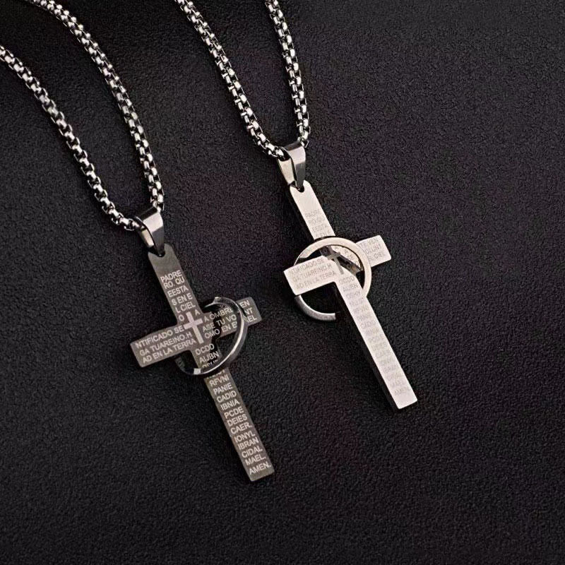 Men's Hip Hop Titanium Steel Cross Charm Necklaces Funky Padlock Pendant  Clavicle Chain Necklaces - Temu