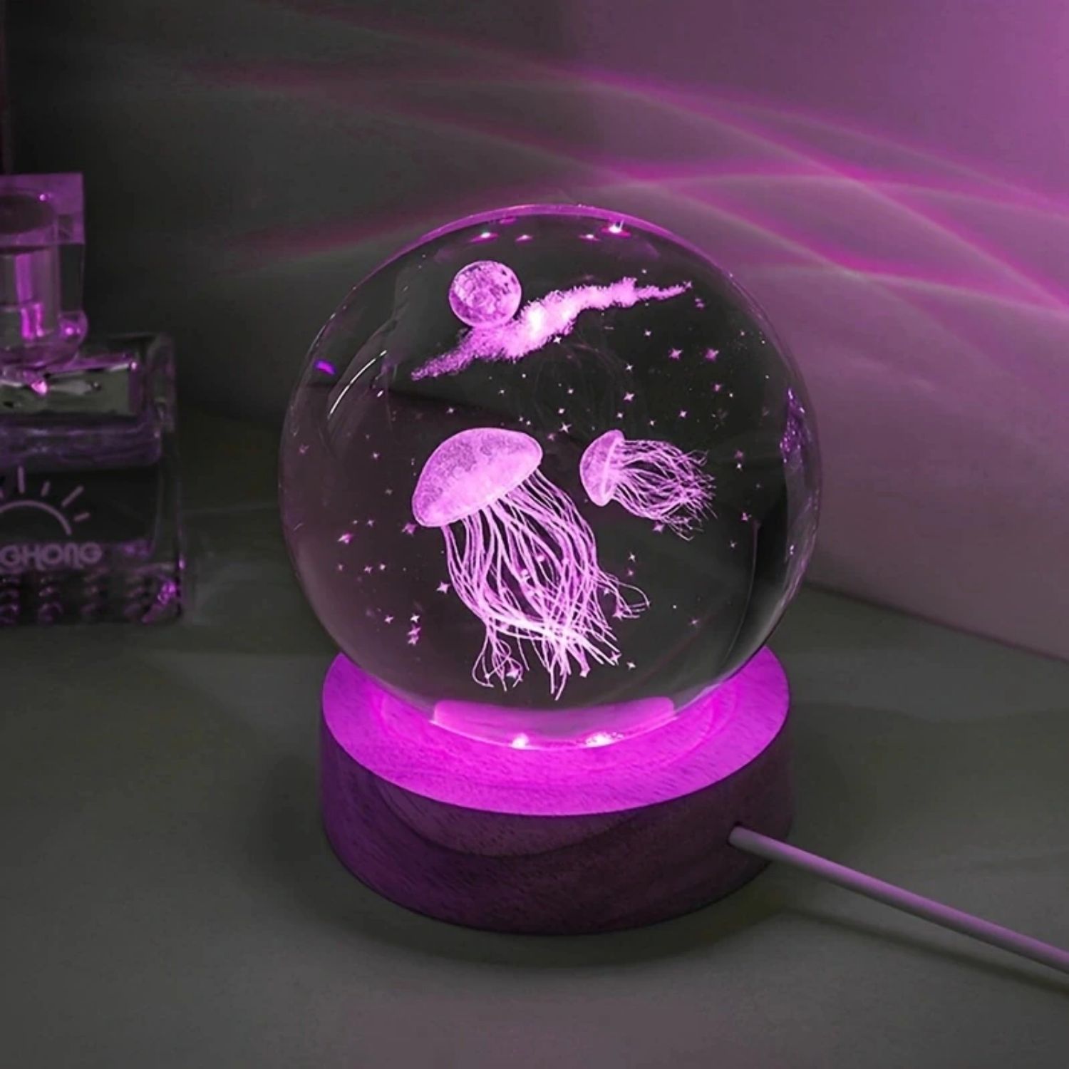 1pc 3D クラゲレーザー彫刻クリスタルボール LED ナイトライト 誕生日プレゼント ガールフレンドクラスメイト妻ク - Temu Japan