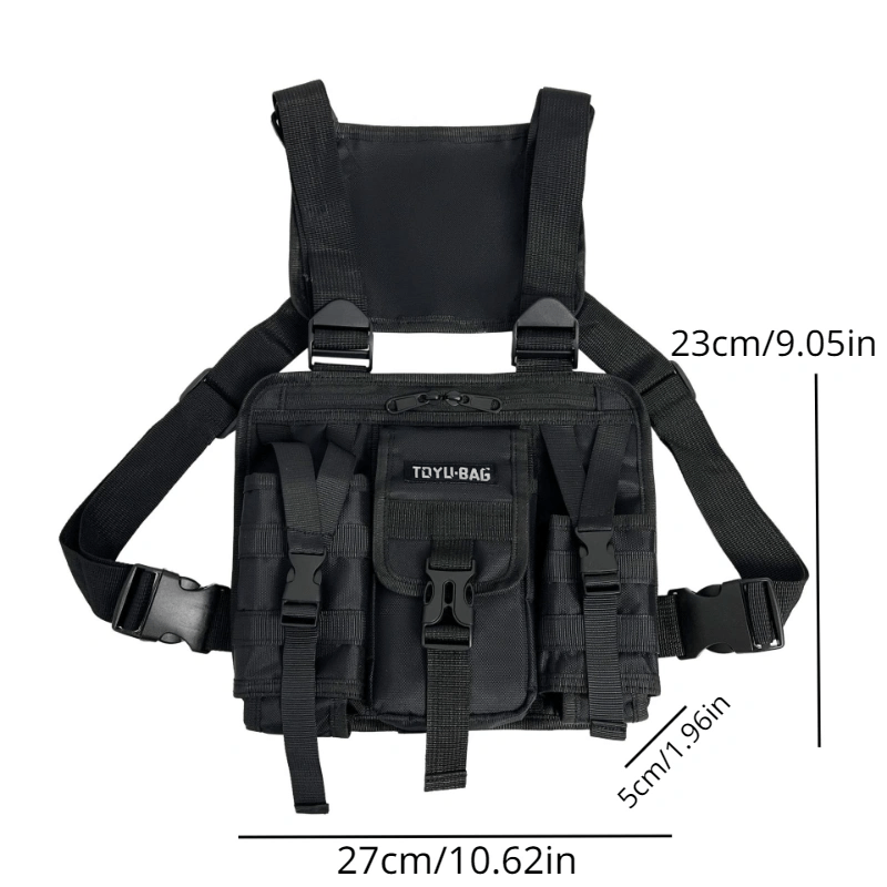 Hip Hop Style Chest Rig Bag In BLACK