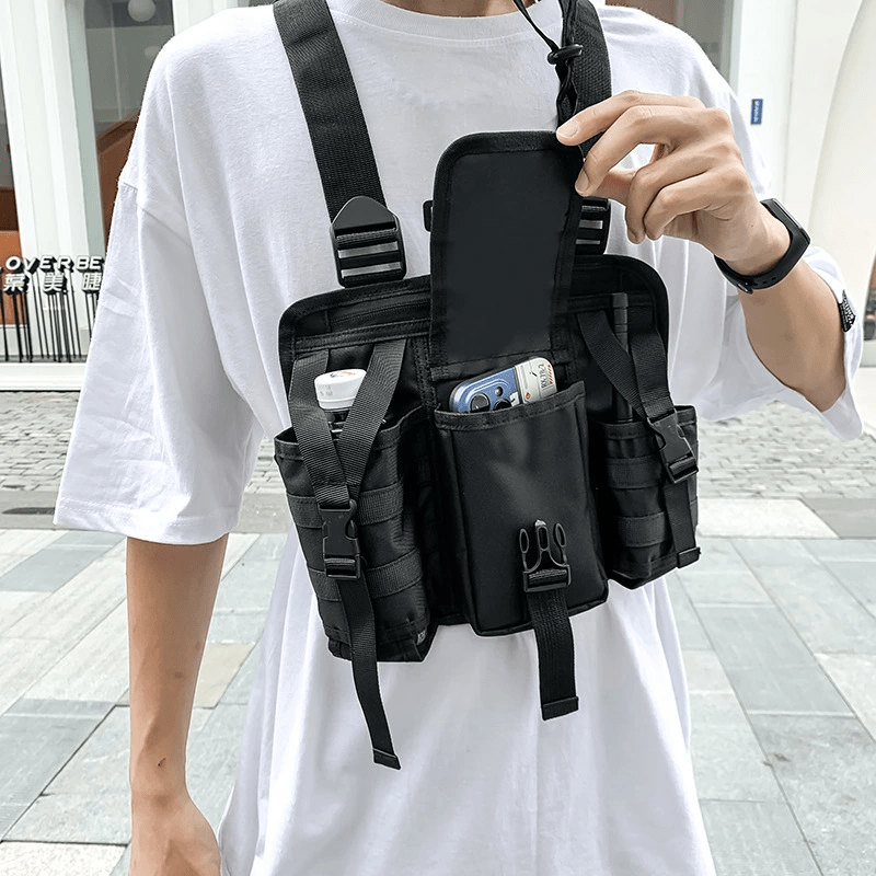 Hip Hop Style Chest Rig Bag In BLACK