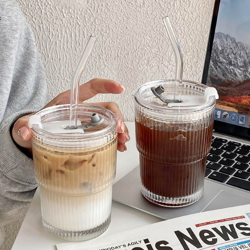 Iced Coffee Glasses With Straws Coffee Cup Thermos Portable