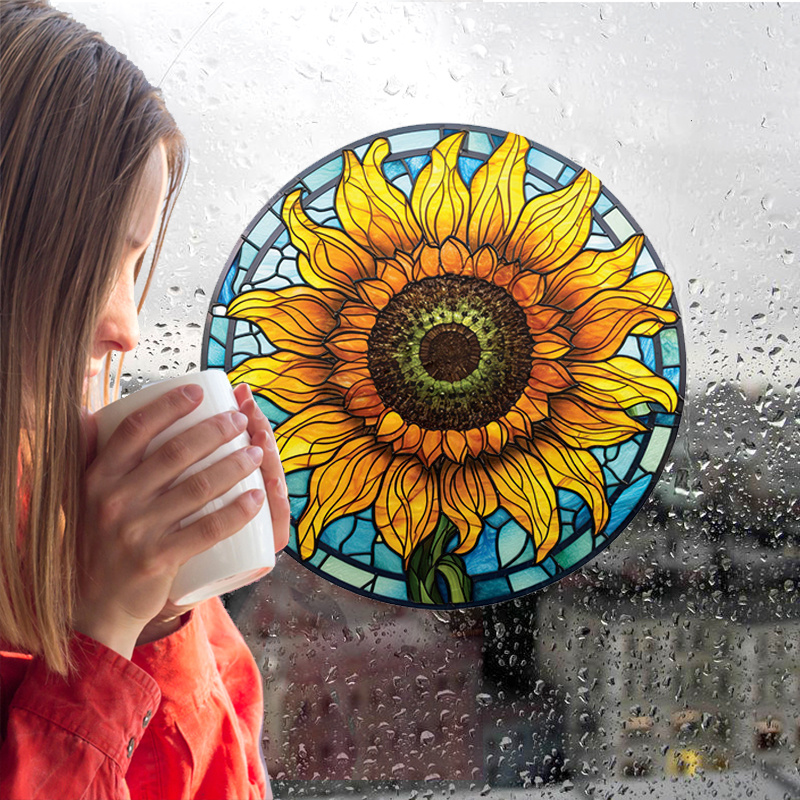 Sunflower Car Stickers RV Glass Electrostatic Non Adhesive Window Decorative