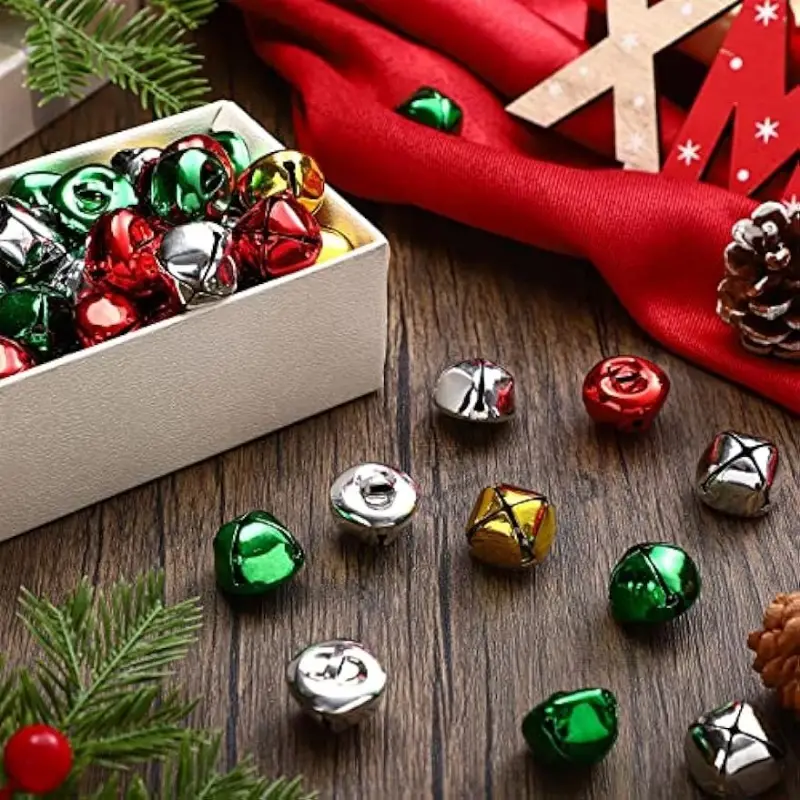 GMMGLT Jingle Bells, 100pcs Craft Bells Multi-Color Bulk DIY Bells for Christmas Festival Wreath Decor Holiday Home Decor Nordic Style Shatter-Proof Small
