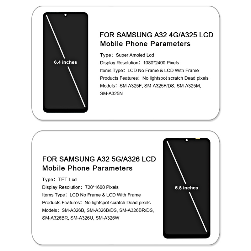 For Samsung Galaxy A32 5G A326 A326B A326BR LCD Display Touch Screen For  Samsung A32 5G SM-A326U Display With Frame Replacement
