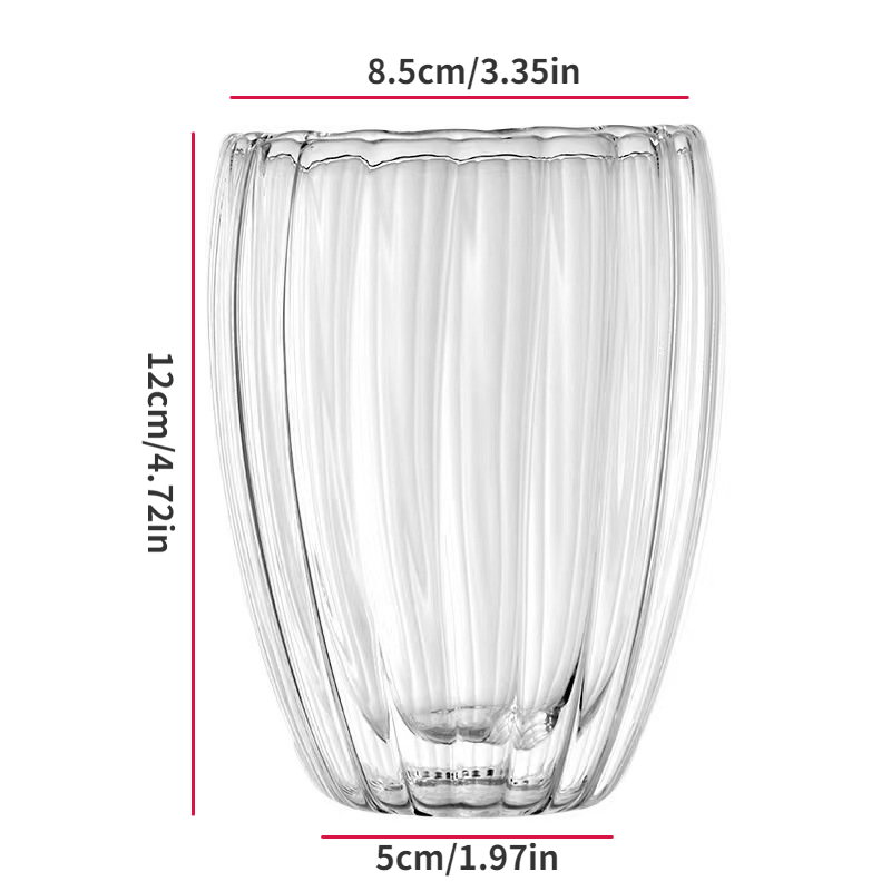 Double Walled Glass Coffee Mugs (350ml), Thickened Breakfast Oatmeal  Cups,Thermal Insulated Borosilicate Glass Cups with Handle for Tea, Coffee