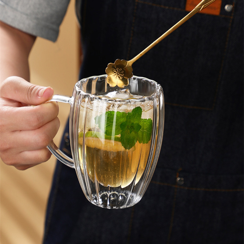Double Wall Glass Coffee Tea Cups Heat Resistant Double Wall Coffee Mugs  Transparent Lemon Mug Water Drink Cup