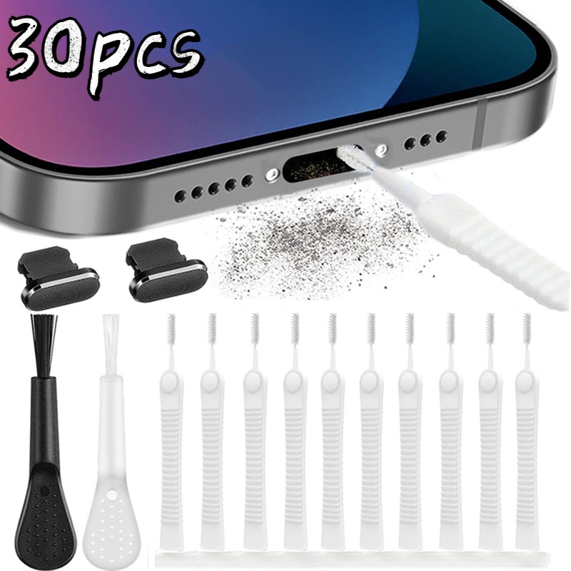 

30pcs Phone Small Hole Dust Cleaning Brush For 14 13 Pro Max Port Cleaning Kit Computer Keyboard Cleaning Tool Brush Shower Head Brush Household Small Appliance Detail Brush