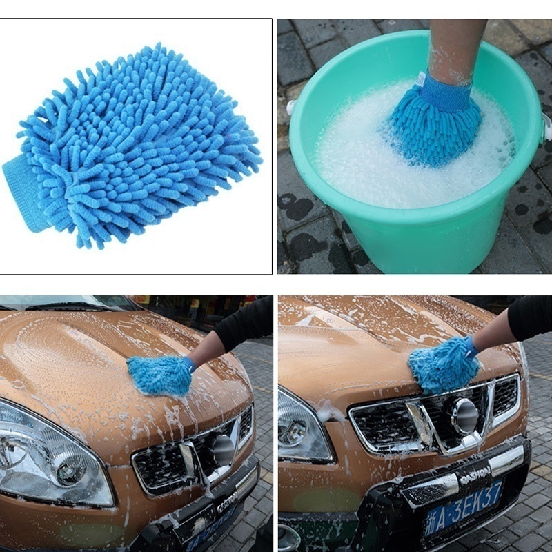 1pc single sided double sided microfiber car wash gloves anti scratch cleaning care tool for cars home kitchen details 5