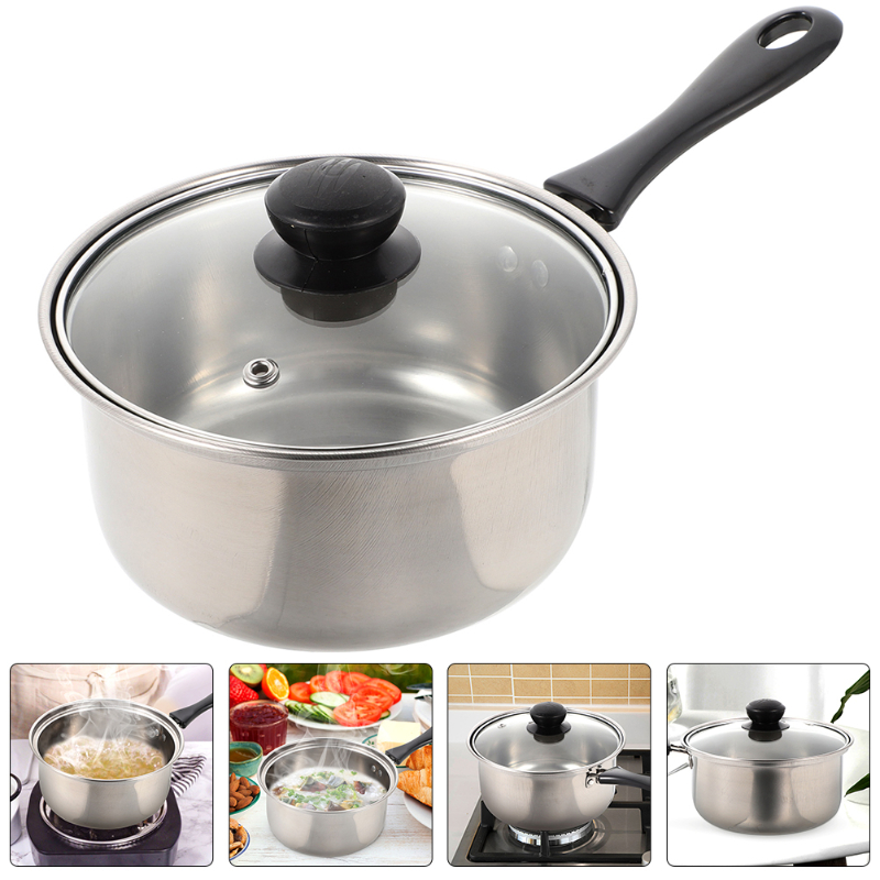 16cm Iron Saucepan Small Sauce Pot Nonstick Sauce Pan With Lid Wood Handle  For Oven Stove Top Induction Kitchen Cooking Tools - AliExpress