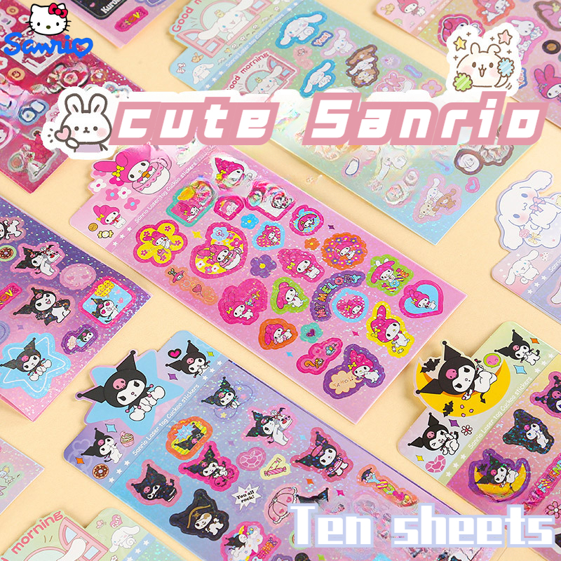 51pcs 3D Sanrio Stickers Cute Kulomi Cinnamorll Melody Kitty Cat
