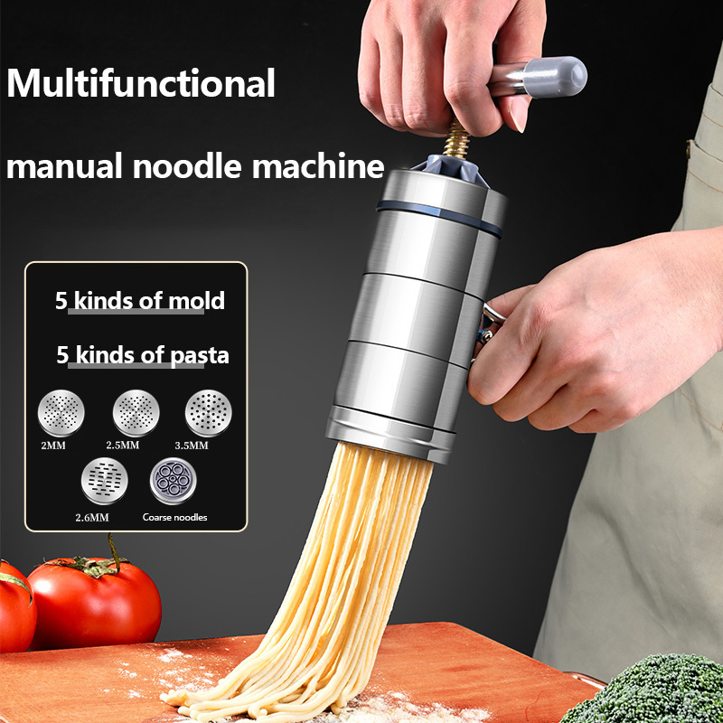 5 Mould Stainless Steel Manual Noodle Maker Press Pasta Machine