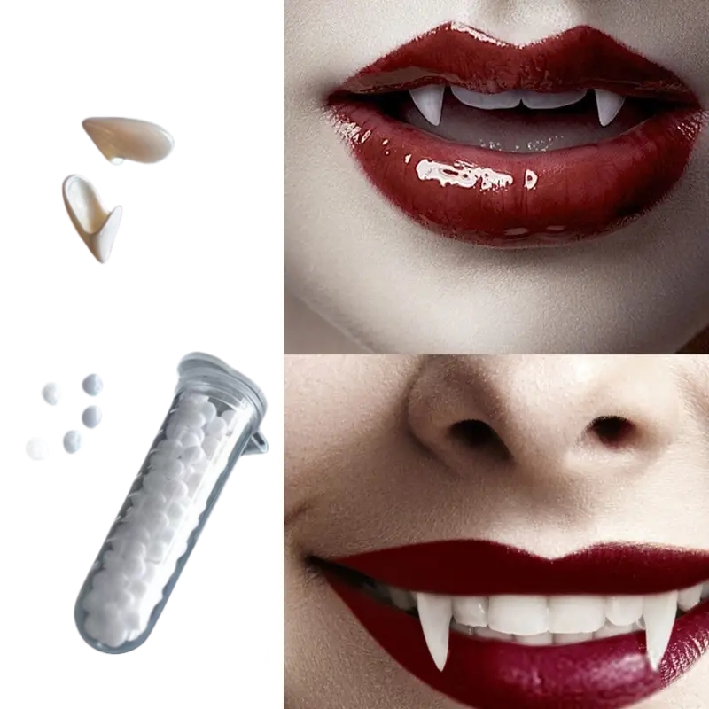 2023 New Retractable Halloween Vampire Fangs - Creepy Vampire Fangs Braces, Reusable & Safety Vampire Fangs, Vampire Fangs Fake Teeth for Kids