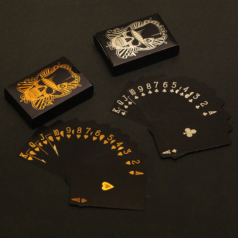 Skull Black Gold Poker 24k Gold Carte à jouer Imperméable à l'eau Smooth  Entertainment Jeu de société Gold Foil Poker Drinking Party Game Cadeau