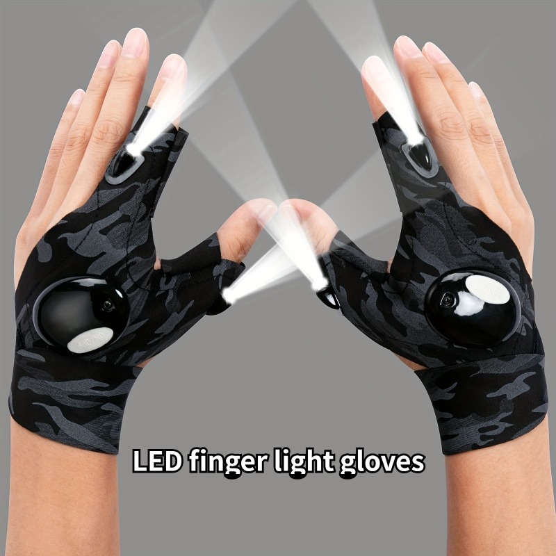 LED Flashlight Gloves Fishing Gloves Outdoor Half-finger Gloves