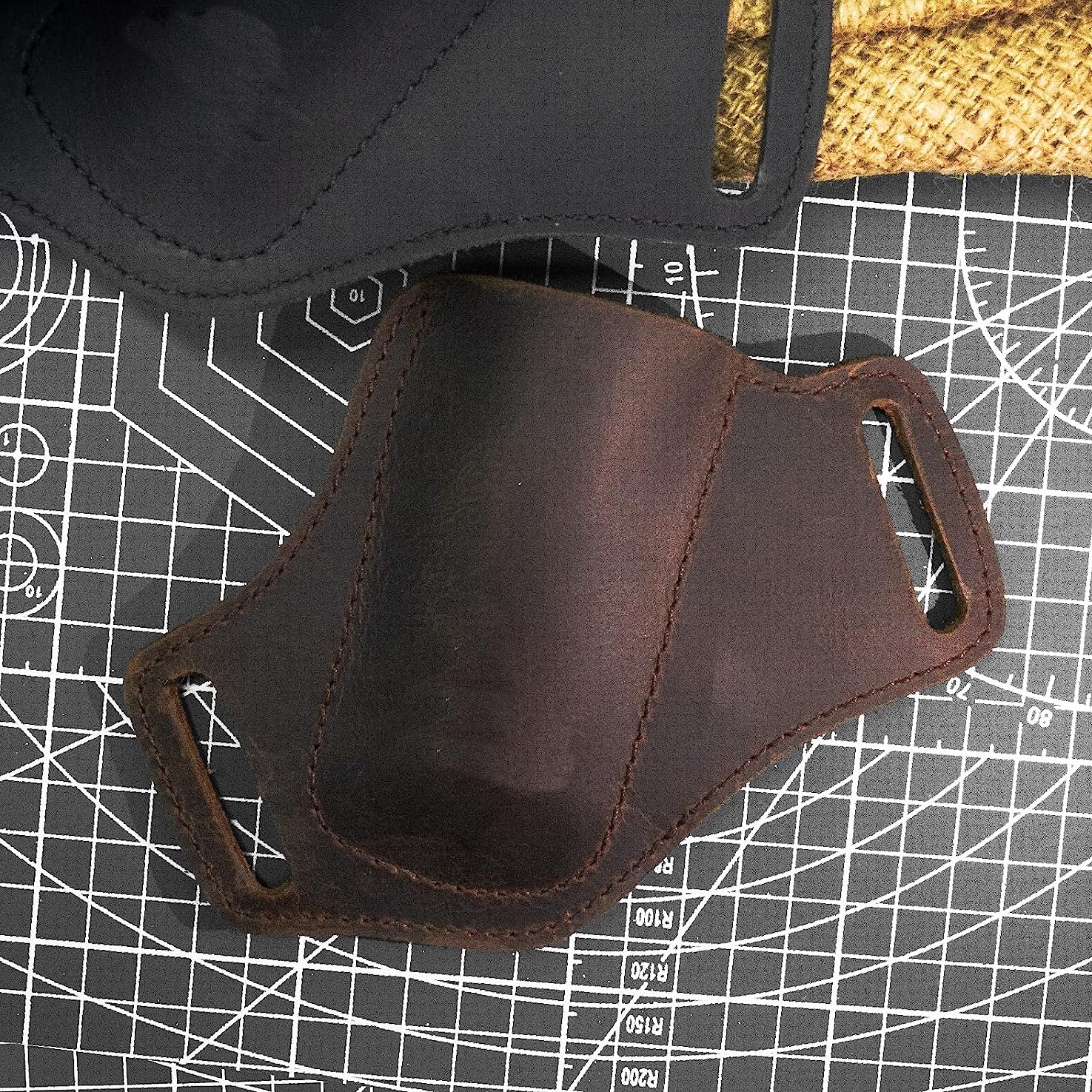 Pu/leather Pocket Knife Sheath For Belt Edc Belt Folding - Temu