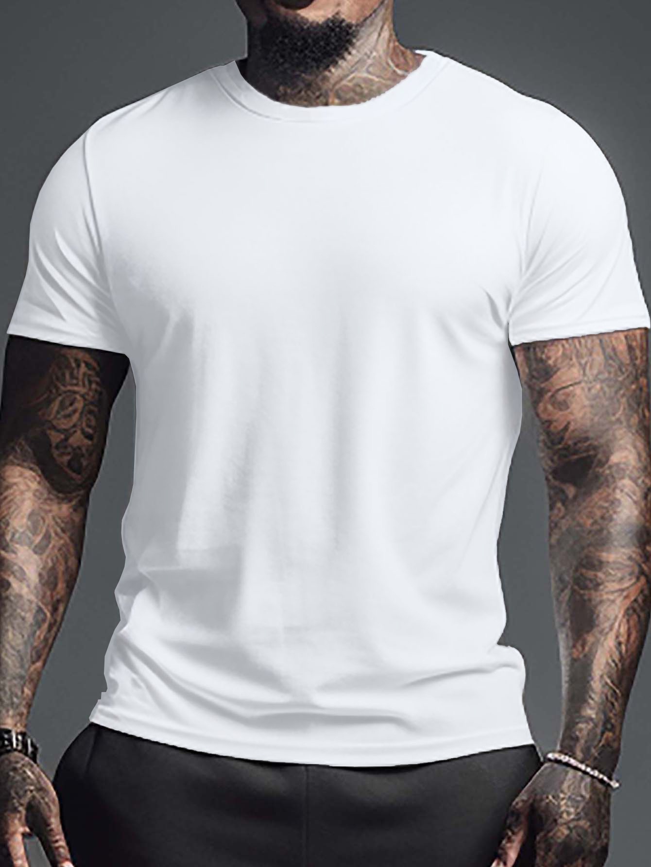 Men's Fishing Print Short Sleeve T-Shirt, White Fishing Shirt Gym Clothes  Men