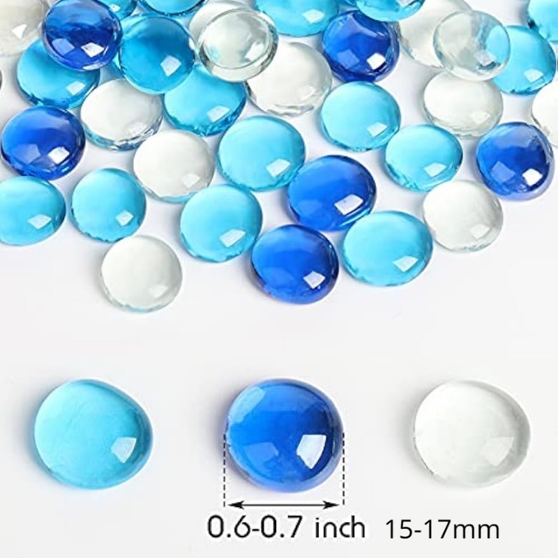 9 Lb Flat Glass Marbles/Pebbles for Vase Filler Etc (Blue 2300+PCs