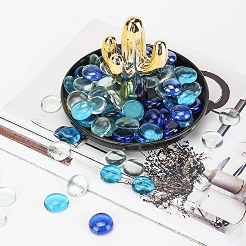  WGV Flat Marbles, Pebbles, Glass Gems for Vase Fillers,  Wedding, Decoration, Crystal Rocks, Blue (20 Pounds, Approx 2000 pcs) :  Home & Kitchen