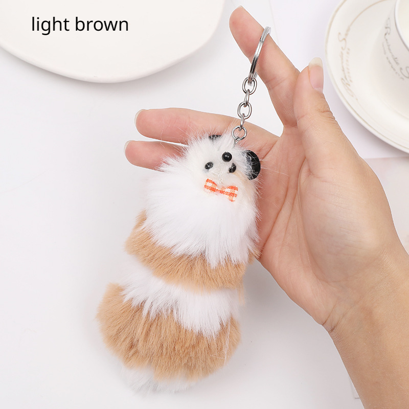 fluffy fox keychain pom pom plush