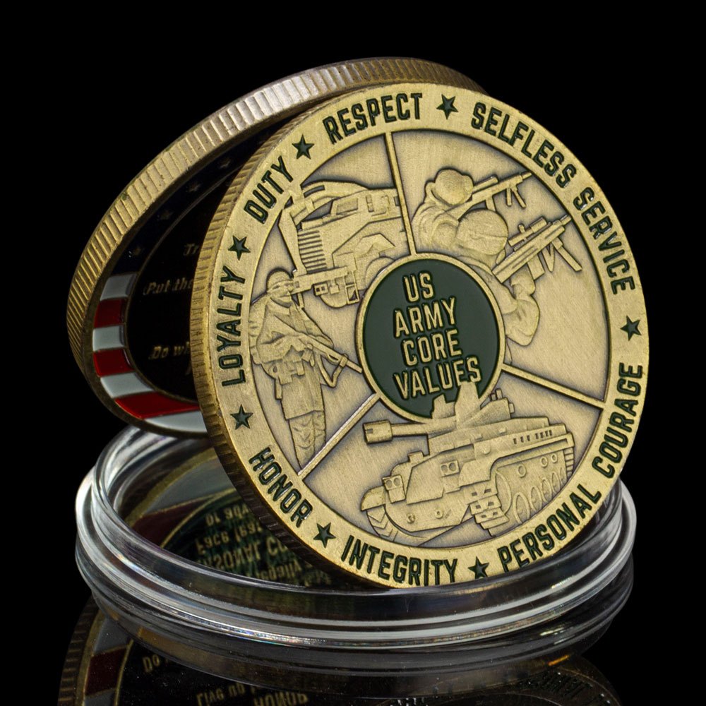 Military Coin, US Army Core Values Souvenir, Challenge Coin, Honor Coin,  Collectibles, Copper Plated Commemorative Coin