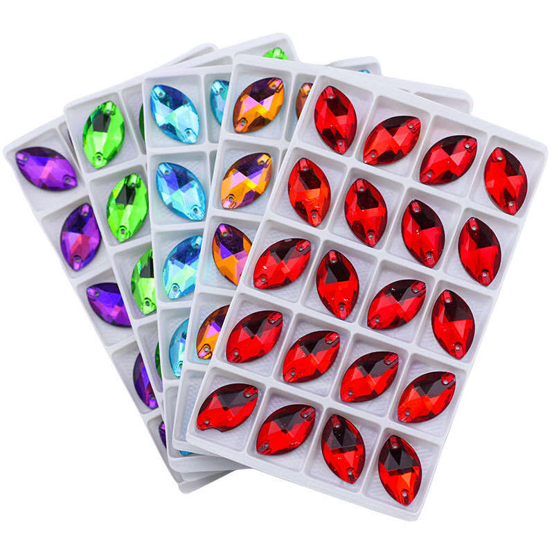 

All Siz Colorful Horse Eye Crystal Glass Sew On Rhinestones Flatback Shapes Beads For Clothes Wedding Dress Decors Jewelry Making Supplies