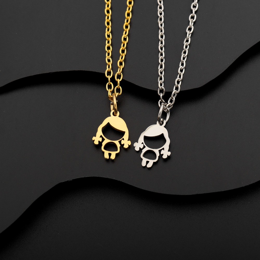 1pc Stainless Steel Necklace With Cartoon Character Pendant For