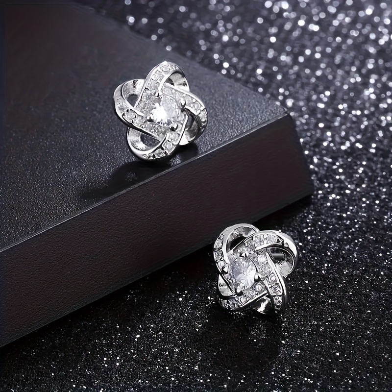 Clover Shape Diamond Stud Earrings