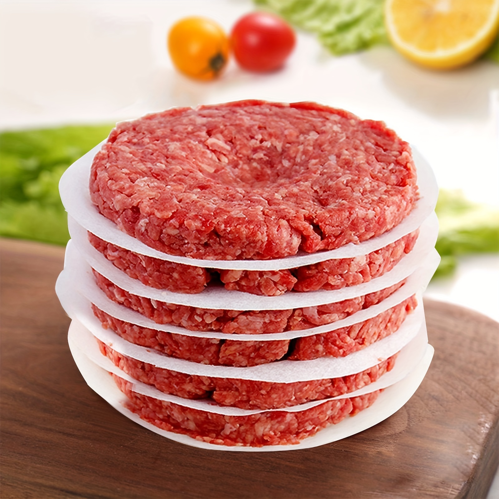 

100/200/500pcs, Round Parchment Paper, Hamburger Patty Paper, 4.33in Non-stick Wax Papers, Food-grade Burger Sheets For Patty Separating, Freezing, Bbq, Ground Beef And Turkey