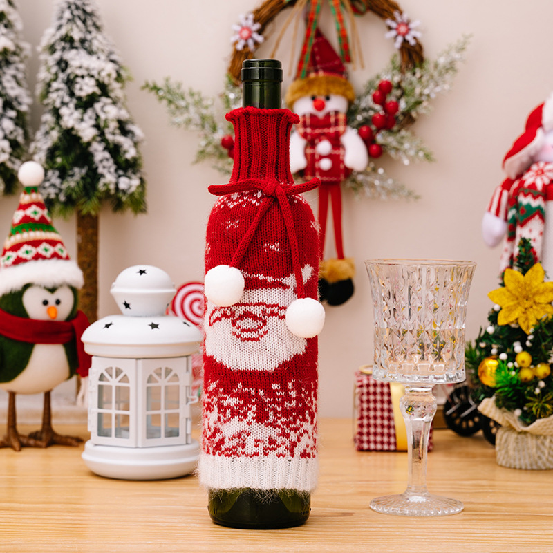 1pc Christmas Bottle Cover With Reindeer Design, Suitable For Christmas  Decorations, Restaurant Or Party Supplies