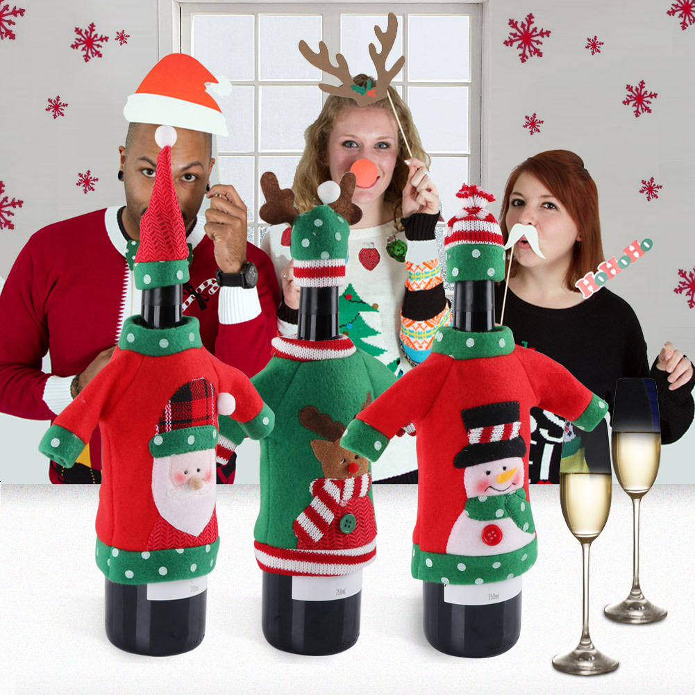 Ugly christmas sweater wine clearance bottle covers