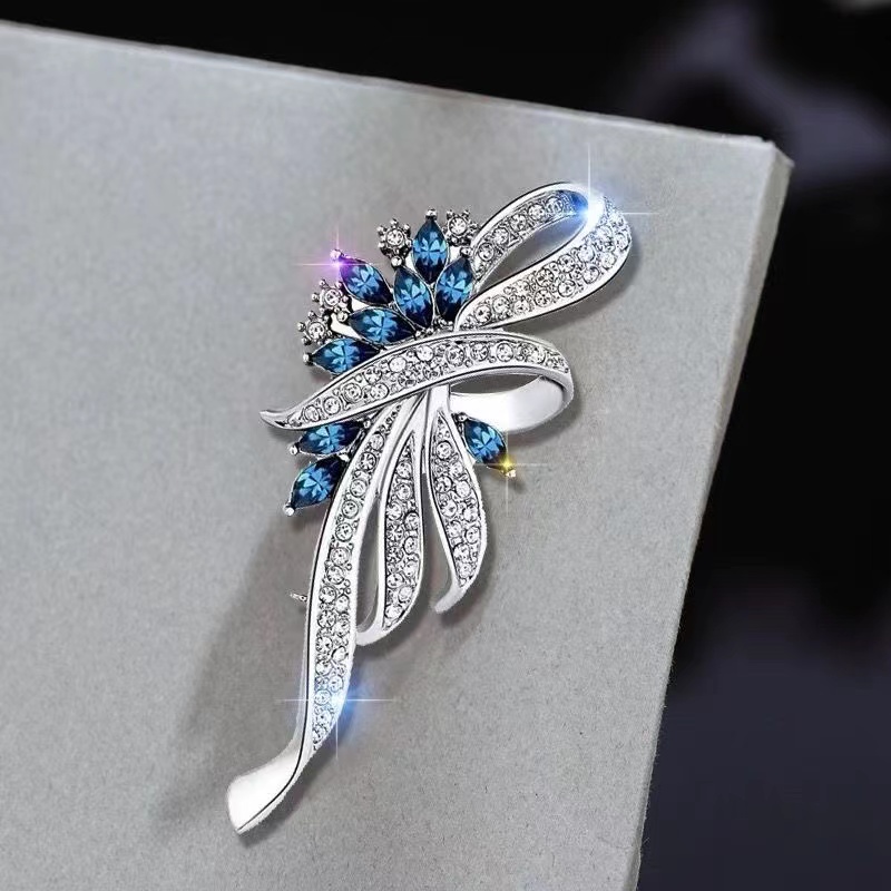 creative flower rhinestone brooch mens coat scarf buckle accessory pins ideal choice for gifts 1
